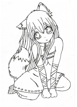 Coloring pages wolf ears Kawaii wolf girl coloring pages |  Essy.baebaebox.com
