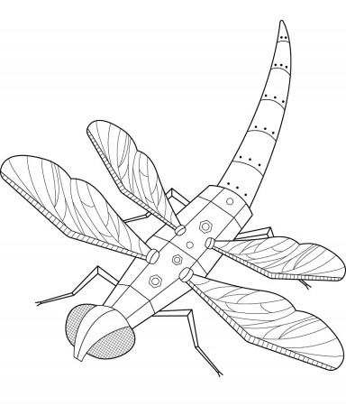 Steampunk Dragonfly Coloring Page - Free Printable Coloring Pages for Kids