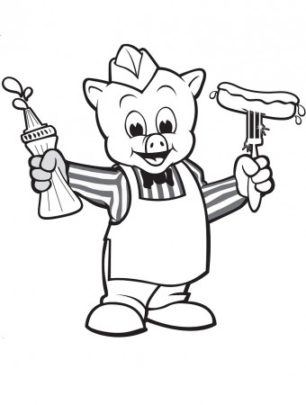 Piggly Wiggly with Sauce and Sausage Coloring Page - Free Printable Coloring  Pages for Kids