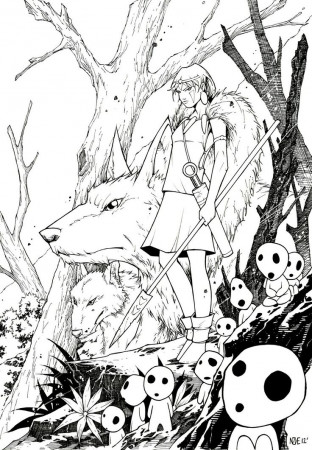 Pin by Ocean-sea Prevost on coloring pages 2 | Character design, Princess  mononoke, Coloring pages