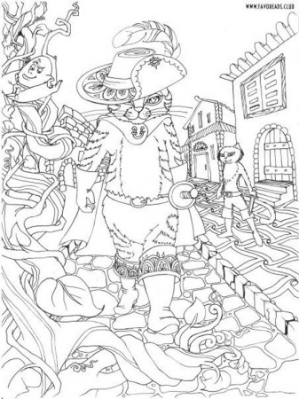 Puss in Boots Printable Adult Coloring Page From Favoreads - Etsy Israel