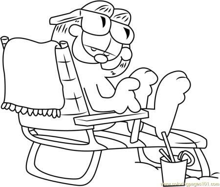 Garfield sitting on Beach Chair Coloring Page for Kids - Free Garfield  Printable Coloring Pages Online for Kids - ColoringPages101.com | Coloring  Pages for Kids