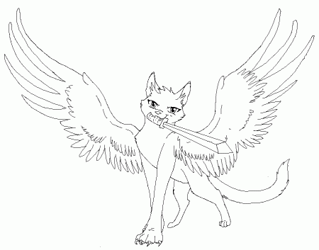 10 Pics of Winged Cat Coloring Pages - Winged Warrior Cat Line Art ...