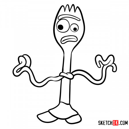 How to draw Forky from Toy Story 4 - Step by step drawing tutorials