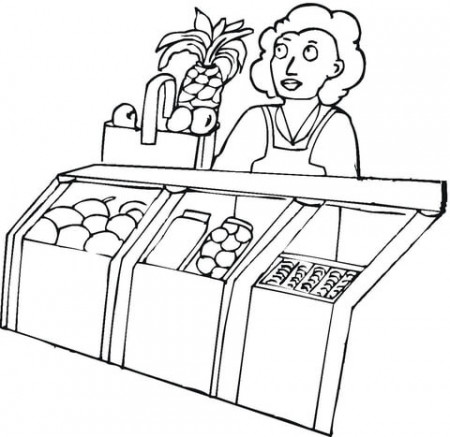 Seller In The Grocery Shop coloring page | Free Printable Coloring Pages