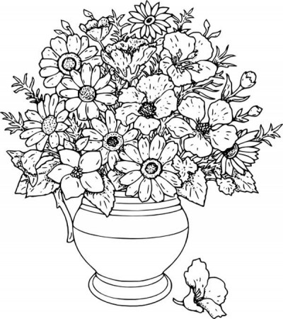 Beautiful Flower Vase Coloring Page (With images) | Flower ...