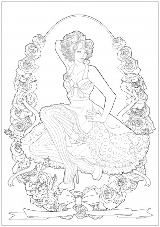 Pin up - Vintage Adult Coloring Pages