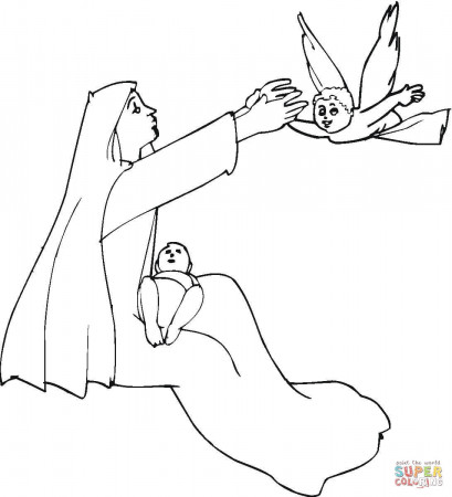 Angel Visits Mary coloring page | Free Printable Coloring Pages