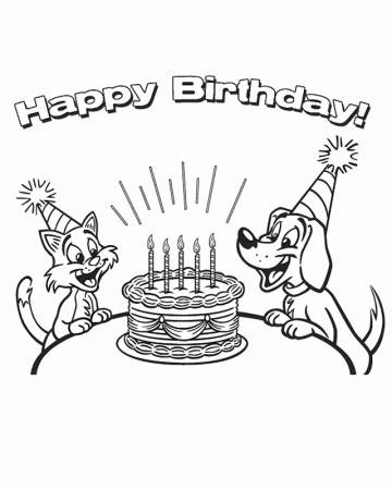 happy birthday pets printable coloring pages