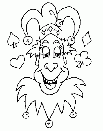coloring picture of a jester or clown or joker at absolute1.net