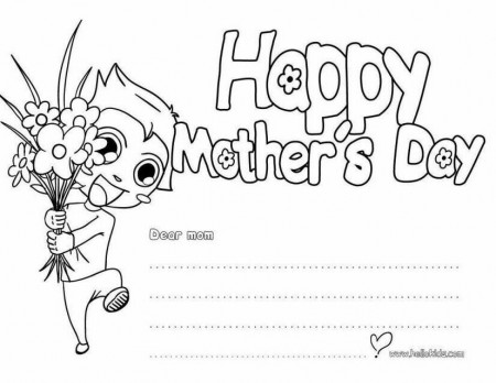 Easy Mothers Day Greeting Card Coloring For Kids | Laptopezine.