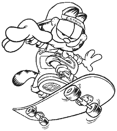 Garfield Play Skateboard Coloring Pages Free : New Coloring Pages