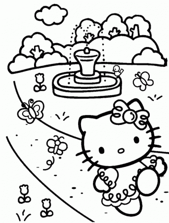 Hello Kitty Coloring Pages Print Running Hello Kitty Coloring 
