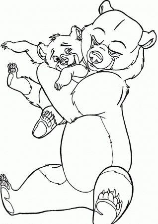 Printable Mother Bear Hug A Little Bear Coloring Page - Animals 