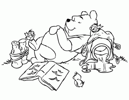 Pooh sleeping Colouring Pages