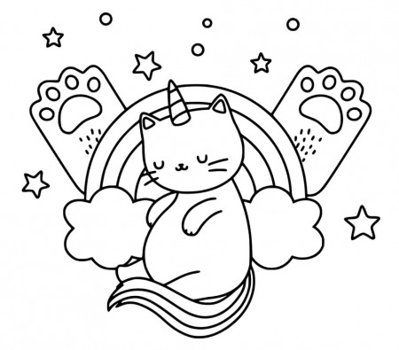 Amazing Unicorn Cat Coloring Page - Free Printable Coloring Pages for Kids