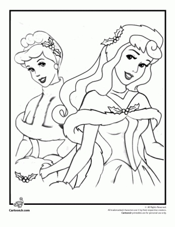 Disney Princesses Christmas Coloring Page | Cartoon Jr.