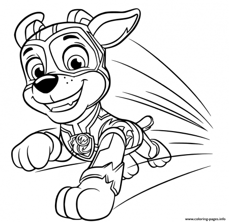Paw Patrol Mighty Pups Chase Coloring Pages Printable