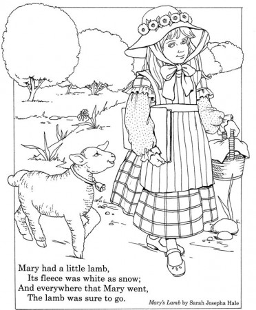 Mary Had A Little Lamb Coloring Page Worksheets | 99Worksheets