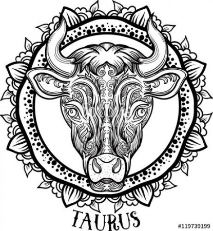 Taurus in aztec style coloring page | Bull tattoos, Taurus constellation  tattoo, Animal coloring pages