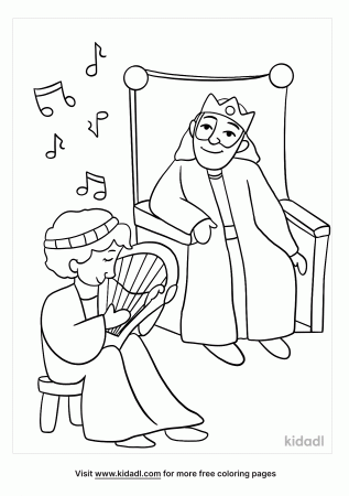 David Plays Harp For King Saul Coloring Pages | Free Bible Coloring Pages |  Kidadl