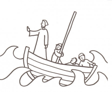 jesus calms the storm coloring page