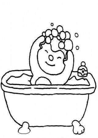 Little Boy Use Shampoo in Bath Coloring Pages: Little Boy Use ...