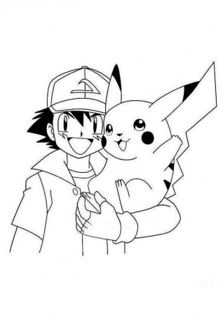 Pikachu and Ash are Bonding Each Other Coloring Page - Free ...