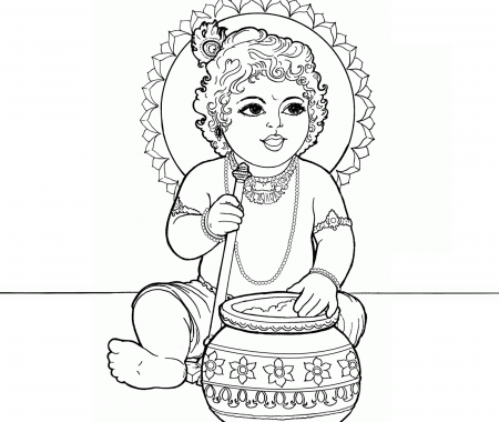 Lord Baby Krishna Coloring Drawing Free wallpaper | Anggela ...