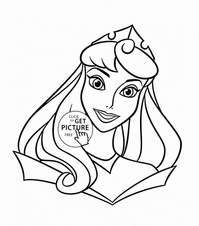 Princess Aurora face coloring page for kids, disney princess ...