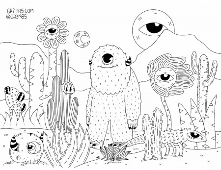 Stickers Gift Cards y Mas —Desert Nature Monster 1 & 2 Coloring Pages
