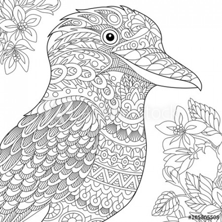 Coloring page. Australian kookaburra bird. Freehand sketch drawing for  adult antistress coloring book in zentangle style. - Buy this stock vector  and explore similar vectors at Adobe Stock | Adobe Stock