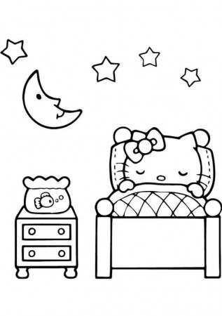 Hello Kitty Sleeping Coloring Pages | Hello kitty colouring pages, Hello  kitty coloring, Kitty coloring