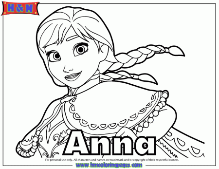 Pretty Anna Of Disney Film Frozen Coloring Page | H & M ...