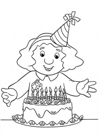 Sarah Gilbertson Ready to Blow Candles in Postman Pat Coloring ...