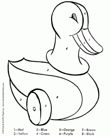 Toy Animal Coloring Pages | Toy Duck Color by number Activity sheet |  HonkingDonkey