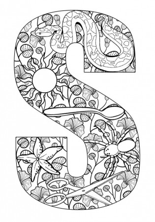 Letter S - Alphabet Coloring Page For Adults