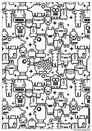 Print adult zen anti stress to print little robots Coloring pages