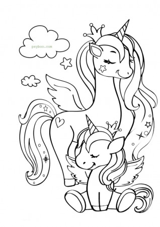 The Cutest Mom and Baby Unicorn Coloring Page ⋆ Print for FREE !