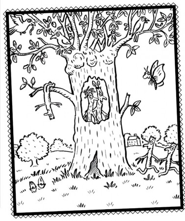 Stick Man on Tree Coloring Page - Free Printable Coloring Pages for Kids