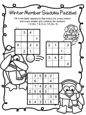 Kids love Sudoku and will also enjoy coloring the fun winter characters  included on each puzzle page. These printable sudoku pu… | Denkspiele,  Mathe, Arbeitsblätter