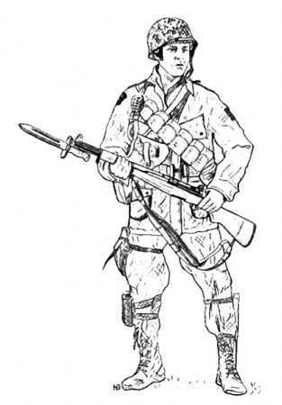 Army Holding Bayonet Coloring Pages : Bulk Color