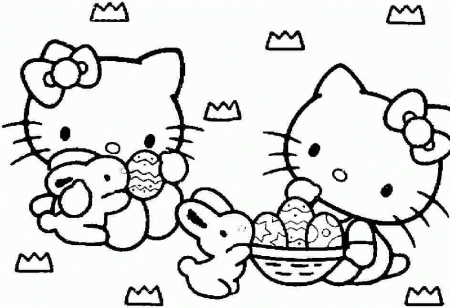 Easter Hello Kitty - Coloring Pages for Kids and for Adults