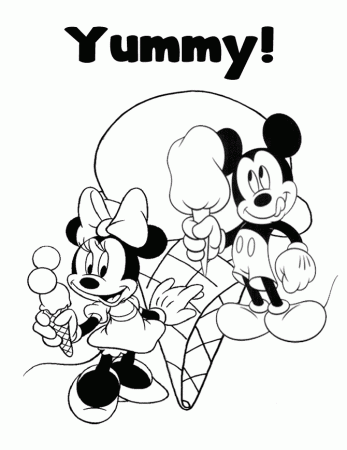 Yummy Ice Cream Mickey And Minnie Coloring Page | H & M Coloring Pages
