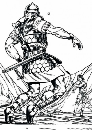 David Hit Goliath with His Hand Sling Coloring Page - Free ...