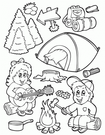 Coloring Page Camping - Coloring Pages for Kids and for Adults