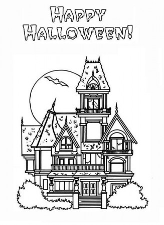 Halloween Haunted House in Houses Coloring Page: Halloween Haunted ...