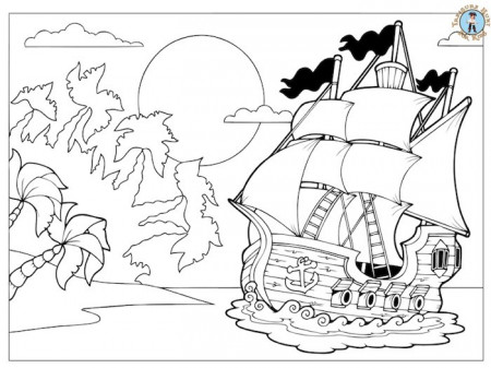 Pirate island Coloring Page - Free Printables - Treasure hunt 4 Kids