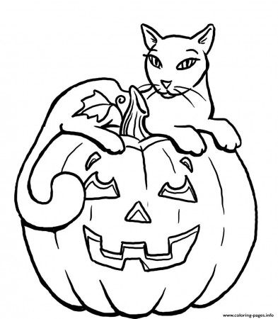 Print pumpkin halloween black cat s for kidsc3f2 Coloring pages