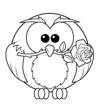 Owl with Rose coloring page from Owls category. Select from 20946 ...